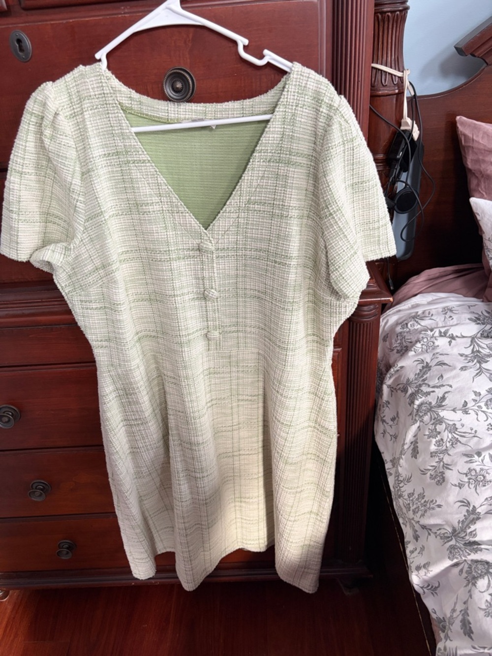 LOFT Light Green Tweed Short Sleeve Shift